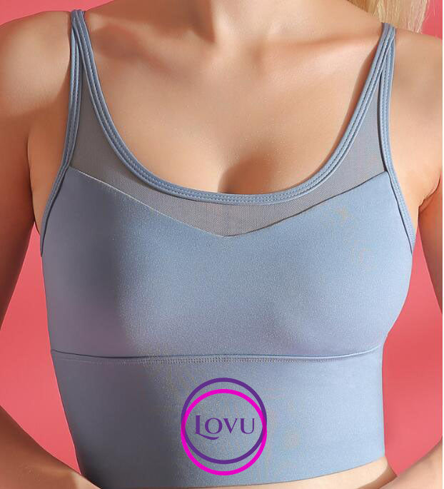 Hot Lovely women Mesh Splicing Sports Bra Back Fitness Shockproof Sports Vest Yoga Bra