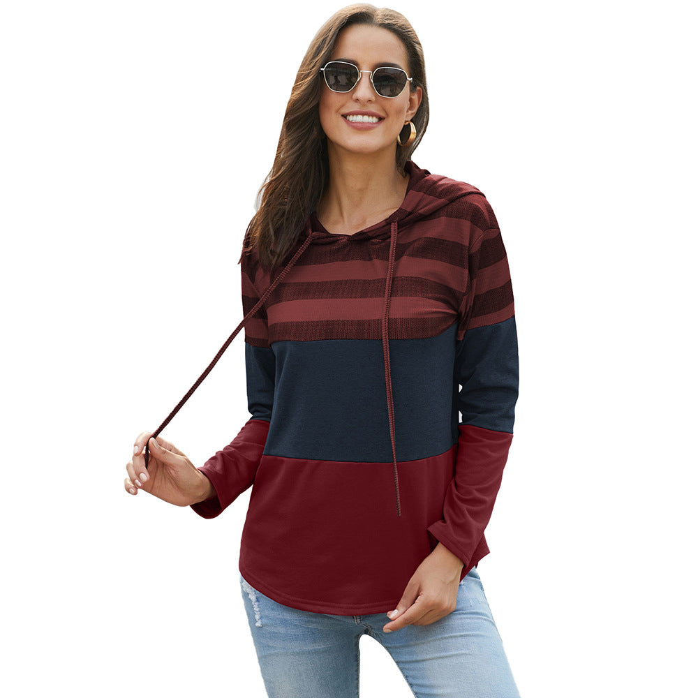 Bold color block T shirt with hoodie